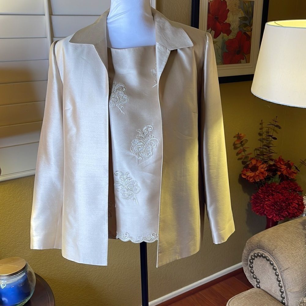 Talbots Jacket and Matching Embroidered Shell 2-Piece Set, Pure Silk, SZ 8